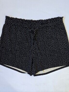 Torrid Size 2X Black White Polka Dot Paperbag Waist Shorts Tie Front Pockets